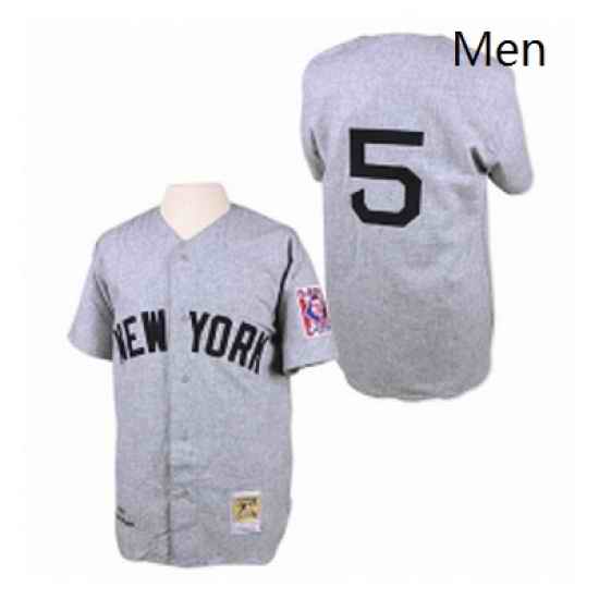 Mens Mitchell and Ness 1939 New York Yankees 5 Joe DiMaggio Replica Grey Throwback MLB Jersey